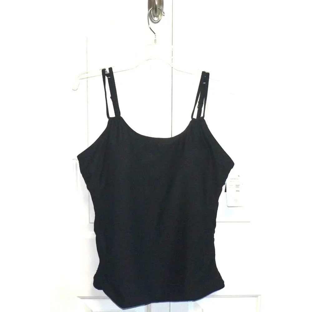 Swim‎ Solutions Women's Tunnel Scoop Neck Tankini Top in Black Size 16 - Picture 4 of 9